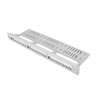 Patch panel pusty Lanberg PPKS-1124-S 24 port 1U 19" z organizerem do modułów keystone szary