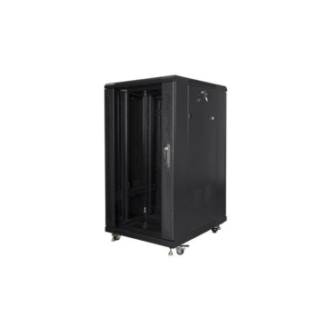 Szafa instalacyjna Rack stojąca 19" 22U 600x800 czarna Lanberg (flat pack)
