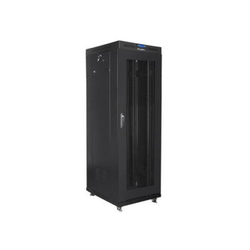 Szafa instalacyjna Rack stojąca 19" 37U 600x800 czarna drzwi perforowane LCD Lanberg (flat pack)