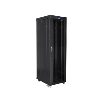 Szafa instalacyjna Rack stojąca 19" 42U 600x1000 czarna drzwi szklane LCD Lanberg (flat pack)