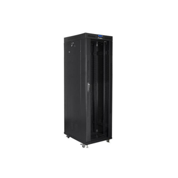 Szafa instalacyjna Rack stojąca 19" 42U 800x800 czarna drzwi szklane LCD Lanberg (flat pack)