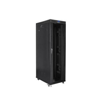 Szafa instalacyjna Rack stojąca 19" 42U 800x1200 czarna drzwi szklane LCD Lanberg (flat pack)