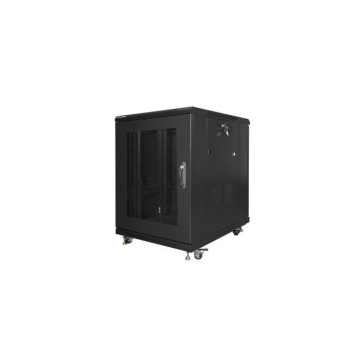 Szafa instalacyjna Rack stojąca 19" 15U 600x800 czarna drzwi perforowane Lanberg (flat pack)