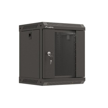 Szafa instalacyjna Rack Lanberg Wisząca 10" 6U 300x300 Drzwi przeszklone (flat pack) Czarna