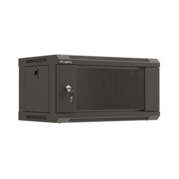 Szafa instalacyjna Rack wisząca 19" 4U 540x350 czarna Drzwi przeszklone Lanberg (flat pack)