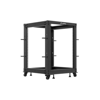 Stojak open rack Lanberg 19" 15U 600x600-1100 regulowany czarny