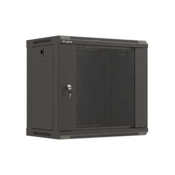 Szafa instalacyjna Rack wisząca 19" 9U 540x350 czarna Drzwi przeszklone Lanberg (flat pack)