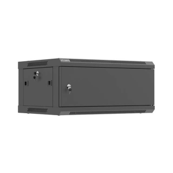 Szafa instalacyjna Rack Lanberg wisząca 19" 4U 600x450 czarna drzwi metalowe (flat pack)
