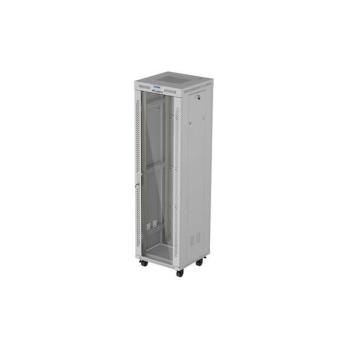 Szafa instalacyjna Rack Lanberg stojąca 19" 42U 600x600 szare drzwi szklane LCD (flat pack) v2