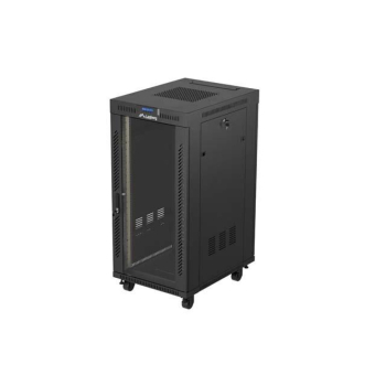 Szafa instalacyjna Rack Lanberg stojąca 19" 24U 600x800 czarna drzwi przeszklone LCD (Flat Pack) v2