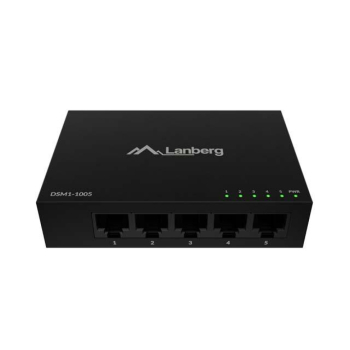 Switch niezarządzalny Lanberg 5x 1GB/s Gigabit Ethernet Desktop 12V (Obudowa metalowa)