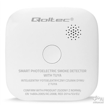Czujnik dymu Qoltec z baterią | Tuya | Wi-Fi | alarm 85dB | LED