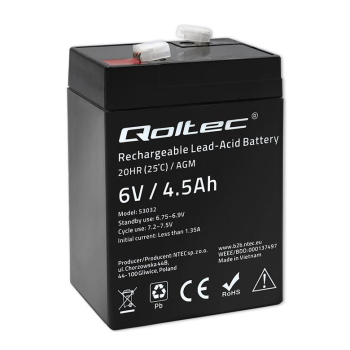 Akumulator AGM Qoltec 6V | 4.5Ah