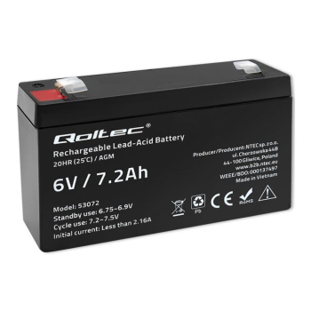 Akumulator AGM Qoltec 6V | 7.2Ah