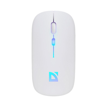 Mysz bezprzewodowa Defender TOUCH MM-997 optyczna 1600dpi 2.4 GHz + Bluetooth biała RGB AKUMULATOR bezklikowa silent