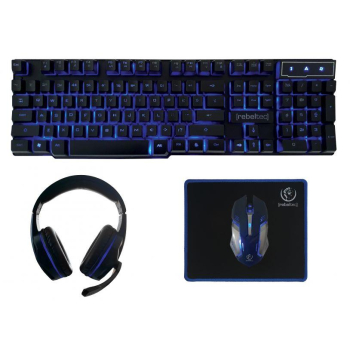 Zestaw przewodowy klawiatura + mysz + pad + słuchawki Rebeltec SHERMAN Gaming USB czarny podświetlany