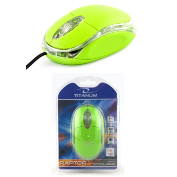 Mysz przewodowa Titanum 3D RAPTOR TM102G optyczna zielono-przezroczysta